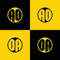 Facile ao et oa lettre cercle logo ensemble, adapté pour affaires avec oa ou ao initial. vecteur