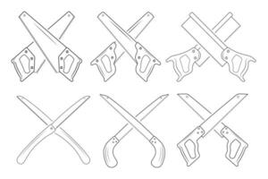 traverser vu empaqueter, traverser vu contour, vu vecteur empaqueter, vu contour empaqueter, vu empaqueter, Matériel contour, vu linéaire, ouvrier éléments, la main d'oeuvre équipement, réparation outils, forêt outils, bûcheron