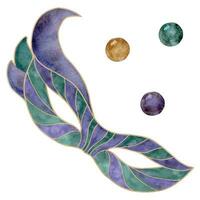 main tiré aquarelle mardi gras carnaval symboles. théâtre mascarade masque avec verre perles, or violet vert. Célibataire objet isolé sur blanc Contexte. conception pour fête invitation, imprimer, magasin vecteur