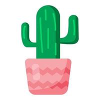 cactus mignon en pot, impression drôle dans un style plat de dessin animé. illustration de plante succulente à la maison. plantes exotiques et tropicales. impression pour livres, agenda, vêtements, textile, design et décoration vecteur