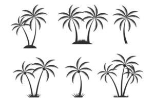 noix de coco arbre vecteur, noix de coco arbre illustrations, noix de coco arbre agrafe art, noix de coco usine, plante silhouette, arbre vecteur, silhouette, contour vecteur, été, été éléments, paume arbre, été vacances vecteur