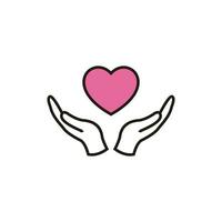 Facile charité icône illustration conception, charité symbole avec décrit style et l'amour forme modèle vecteur