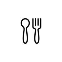 Facile cuillère et fourchette icône illustration conception, moderne cuillère et fourchette symbole avec décrit style modèle vecteur