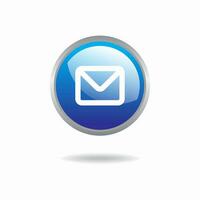 Facile bleu message icône illustration conception, moderne bouton courrier symbole avec brillant effet modèle vecteur