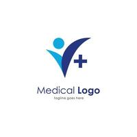 médical logo conception avec content gens illustration et plus signe, moderne hôpital logo inspiration modèle vecteur