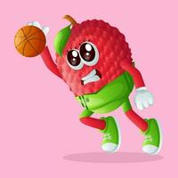 litchi personnage tremper une basketball vecteur