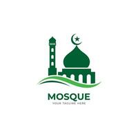 Facile vert mosquée logo conception, moderne islamique logo avec ondulé élément modèle vecteur
