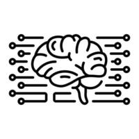 cerveau et réseau ligne icône conception vecteur