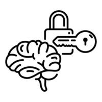 cerveau et cadenas ligne icône conception pour Sécurité et protection vecteur