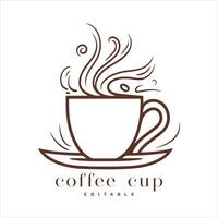 café magasin logo modèle, Naturel abstrait café tasse avec fumer, café maison emblème, Créatif café logotype, moderne branché symbole conception vecteur illustration isolé sur blanc Contexte signe