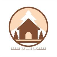 bois cabine logo modèle. cabine dans le les bois vecteur illustration. cabine locations logo. chalet dans le forêt autocollant.