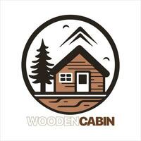 bois cabine logo modèle. cabine dans le les bois vecteur illustration. cabine locations logo. chalet dans le forêt autocollant.