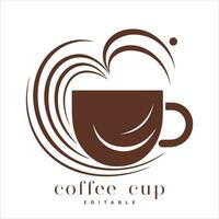 café magasin logo modèle, Naturel abstrait café tasse avec fumer, café maison emblème, Créatif café logotype, moderne branché symbole conception vecteur illustration isolé sur blanc Contexte signe