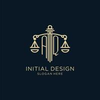 initiale aq logo avec bouclier et Balance de justice, luxe et moderne loi raffermir logo conception vecteur