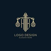 initiale un B logo avec bouclier et Balance de justice, luxe et moderne loi raffermir logo conception vecteur