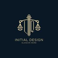 initiale lq logo avec bouclier et Balance de justice, luxe et moderne loi raffermir logo conception vecteur