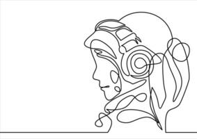 belle fille avec un casque vecteur