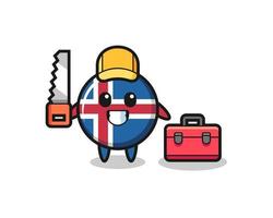 illustration du caractère du drapeau de l'islande en tant que menuisier vecteur