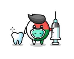 personnage mascotte de l'insigne du drapeau de Madagascar en tant que dentiste vecteur