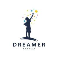 rêver logo, des gamins rêver inspiration conception, amusement apprentissage étoile atteindre vecteur, des gamins rêver logo modèle vecteur