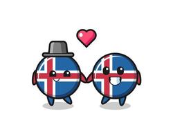 couple de personnage de dessin animé de drapeau de l'islande avec le geste de tomber amoureux vecteur