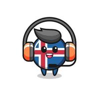 mascotte de dessin animé du drapeau de l'islande en tant que service client vecteur