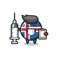 illustration de mascotte du drapeau de l'islande en tant que médecin vecteur