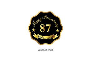 87 anniversaire fête logotype avec écriture d'or Couleur élégant conception vecteur