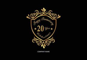 20 anniversaire fête logotype avec écriture d'or Couleur élégant conception vecteur