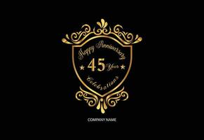 45 anniversaire fête logotype avec écriture d'or Couleur élégant conception vecteur