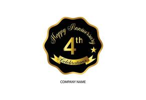 4 anniversaire fête logotype avec écriture d'or Couleur élégant conception vecteur