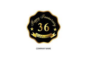 36 anniversaire fête logotype avec écriture d'or Couleur élégant conception vecteur