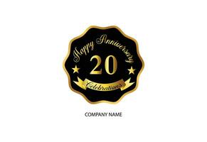 20 anniversaire fête logotype avec écriture d'or Couleur élégant conception vecteur