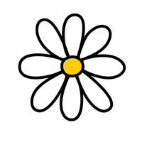 Daisy fleur blanche ou camomille dessinés à la main isolé sur fond blanc vecteur