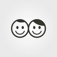 deux copains partage une sourire icône - Facile vecteur illustration