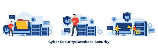 base de données protection, cyber sécurité, Les données centre, fichier gestion, nuage stockage, intimité Les données protection plat illustration pour atterrissage page, mobile application, prospectus, modèle, la toile bannière, infographie vecteur
