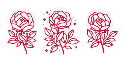 ancien main tiré Rose fleur logo élément collection vecteur