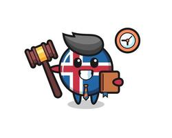 caricature de mascotte du drapeau de l'islande en tant que juge vecteur