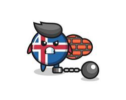 mascotte de personnage du drapeau de l'islande en tant que prisonnier vecteur