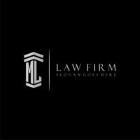 ml initiale monogramme logo cabinet d'avocats avec pilier conception vecteur