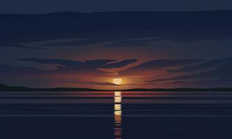 le coucher du soleil dans le bord de mer. vecteur illustration