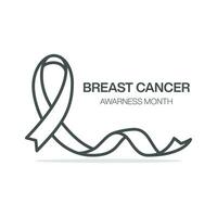 conception de fond d'affiche moderne simple mois de sensibilisation au cancer du sein. ruban arc rose silhouette vecteur illustration graphique modèle