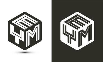 EYM lettre logo conception avec illustrateur cube logo, vecteur logo moderne alphabet Police de caractère chevauchement style.