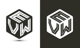 evw lettre logo conception avec illustrateur cube logo, vecteur logo moderne alphabet Police de caractère chevauchement style.