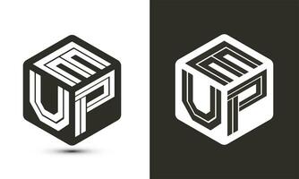 eup lettre logo conception avec illustrateur cube logo, vecteur logo moderne alphabet Police de caractère chevauchement style.