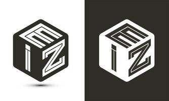 eiz lettre logo conception avec illustrateur cube logo, vecteur logo moderne alphabet Police de caractère chevauchement style.