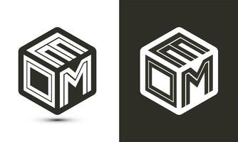 eom lettre logo conception avec illustrateur cube logo, vecteur logo moderne alphabet Police de caractère chevauchement style.