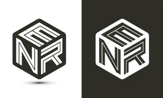 enr lettre logo conception avec illustrateur cube logo, vecteur logo moderne alphabet Police de caractère chevauchement style.