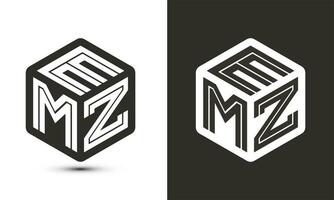 emz lettre logo conception avec illustrateur cube logo, vecteur logo moderne alphabet Police de caractère chevauchement style.