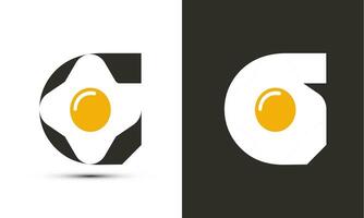 moderne illustration logo conception initiale g combiner avec frit œuf. vecteur